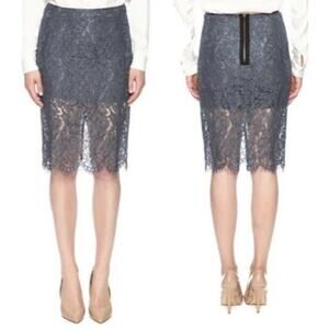 CHASER NWT Gray High Waist Lace Exposed Zipper Lined Mini Pencil Skirt Small